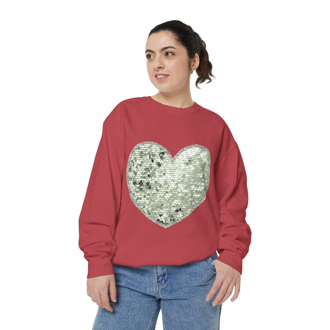 Love Day Sequin Heart Sweatshirt