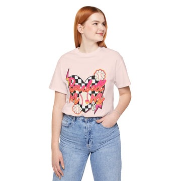 Retro Baseball Heart Short Sleeve Tee