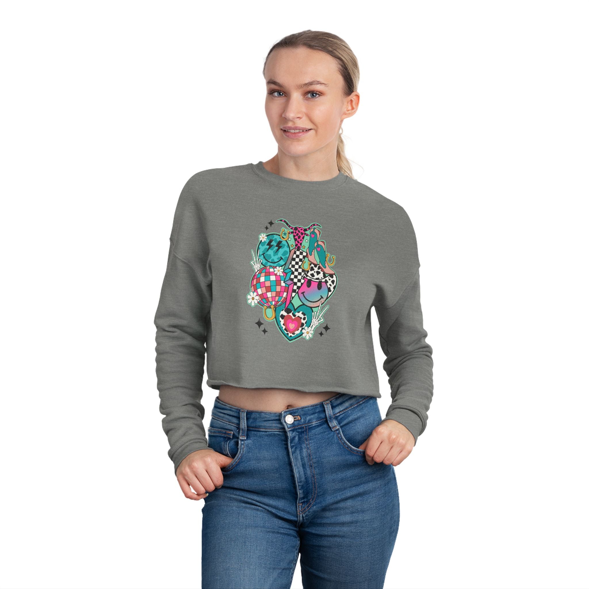 Retro Disco Cowgirls Cropped Sweatshirt