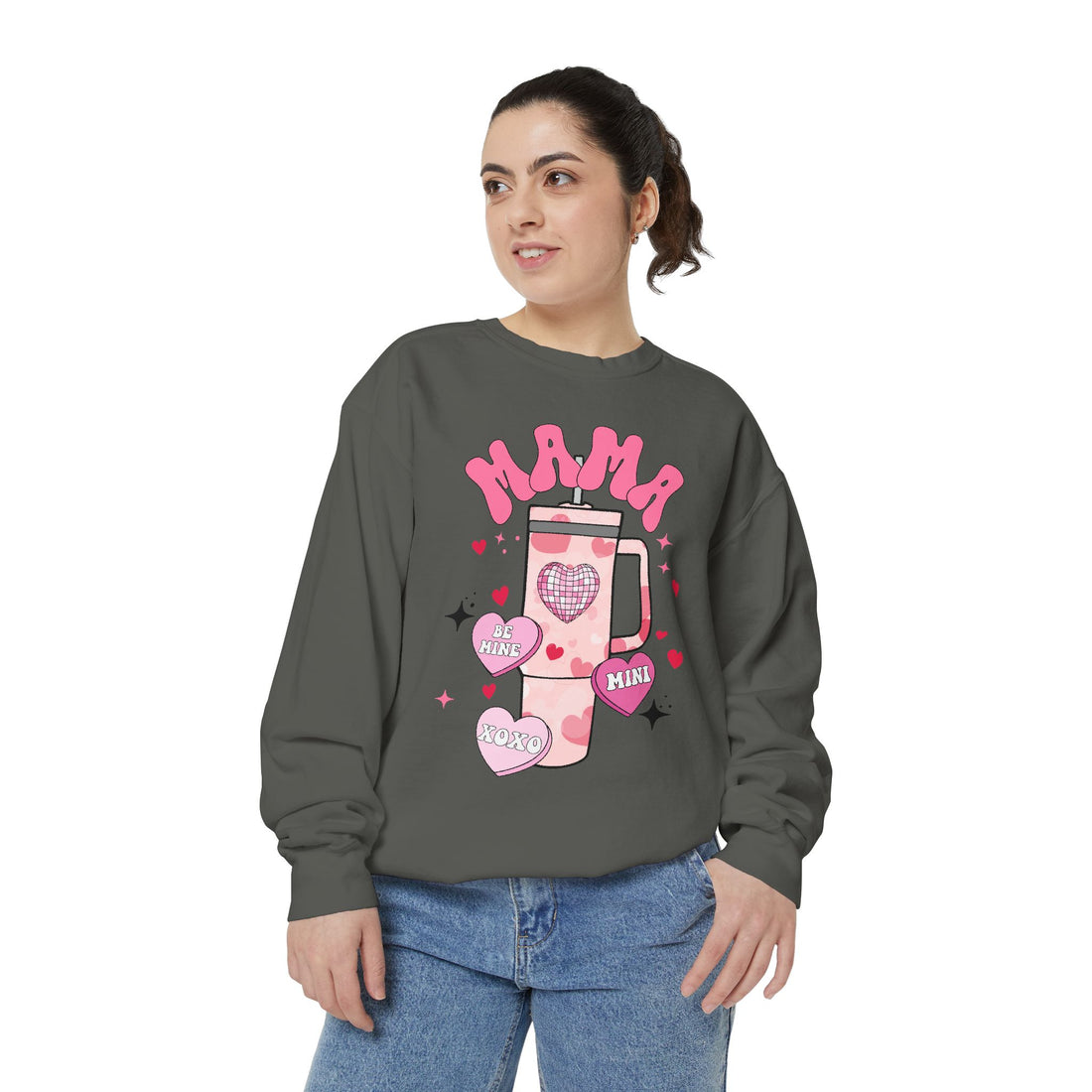 Mama Candy Heart Tumbler Sweatshirt