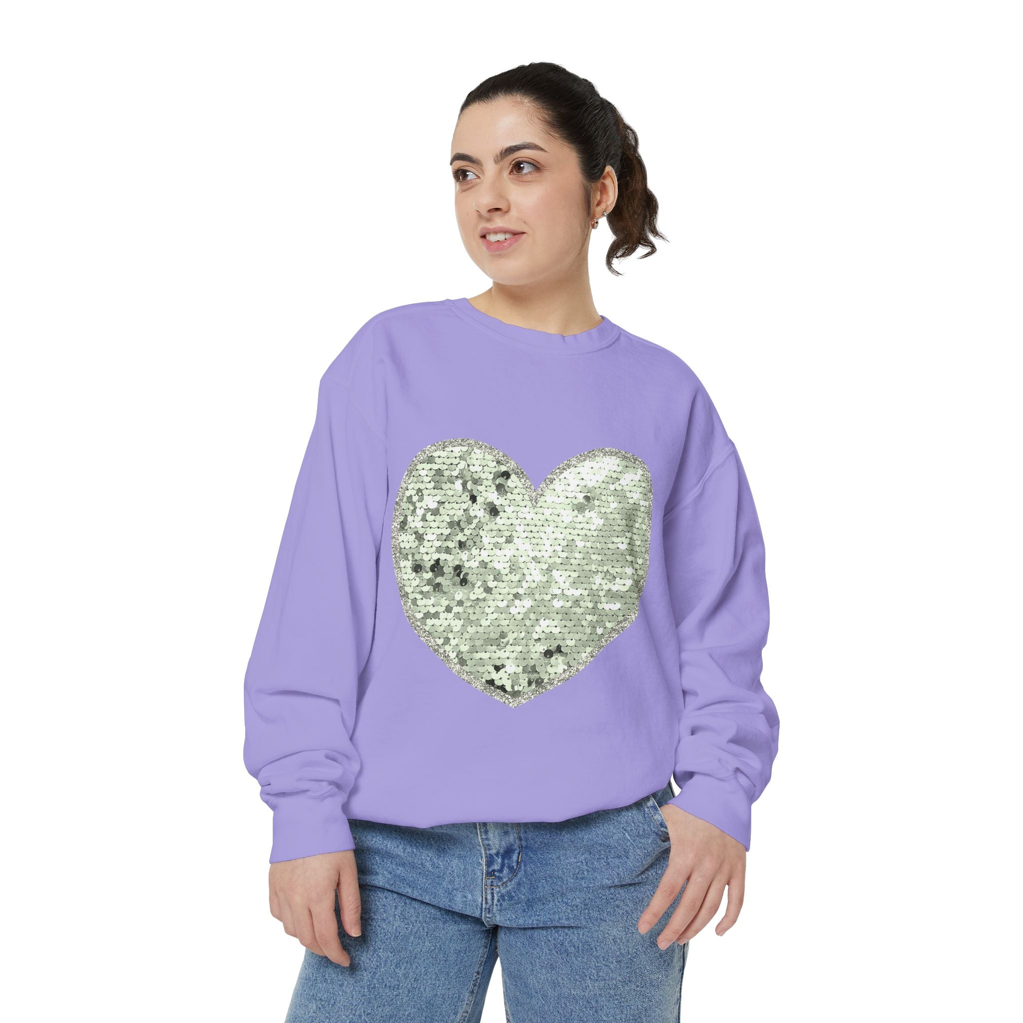 Love Day Sequin Heart Sweatshirt