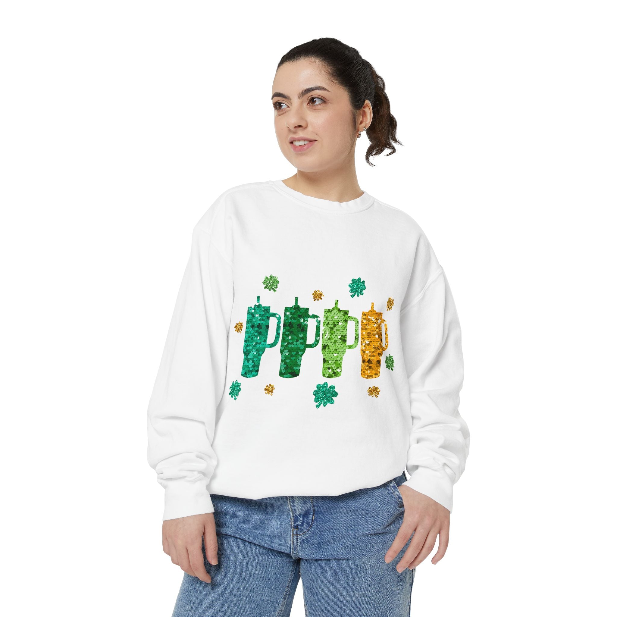 St Patrick’s Day Sequin Tumbler Sweatshirt