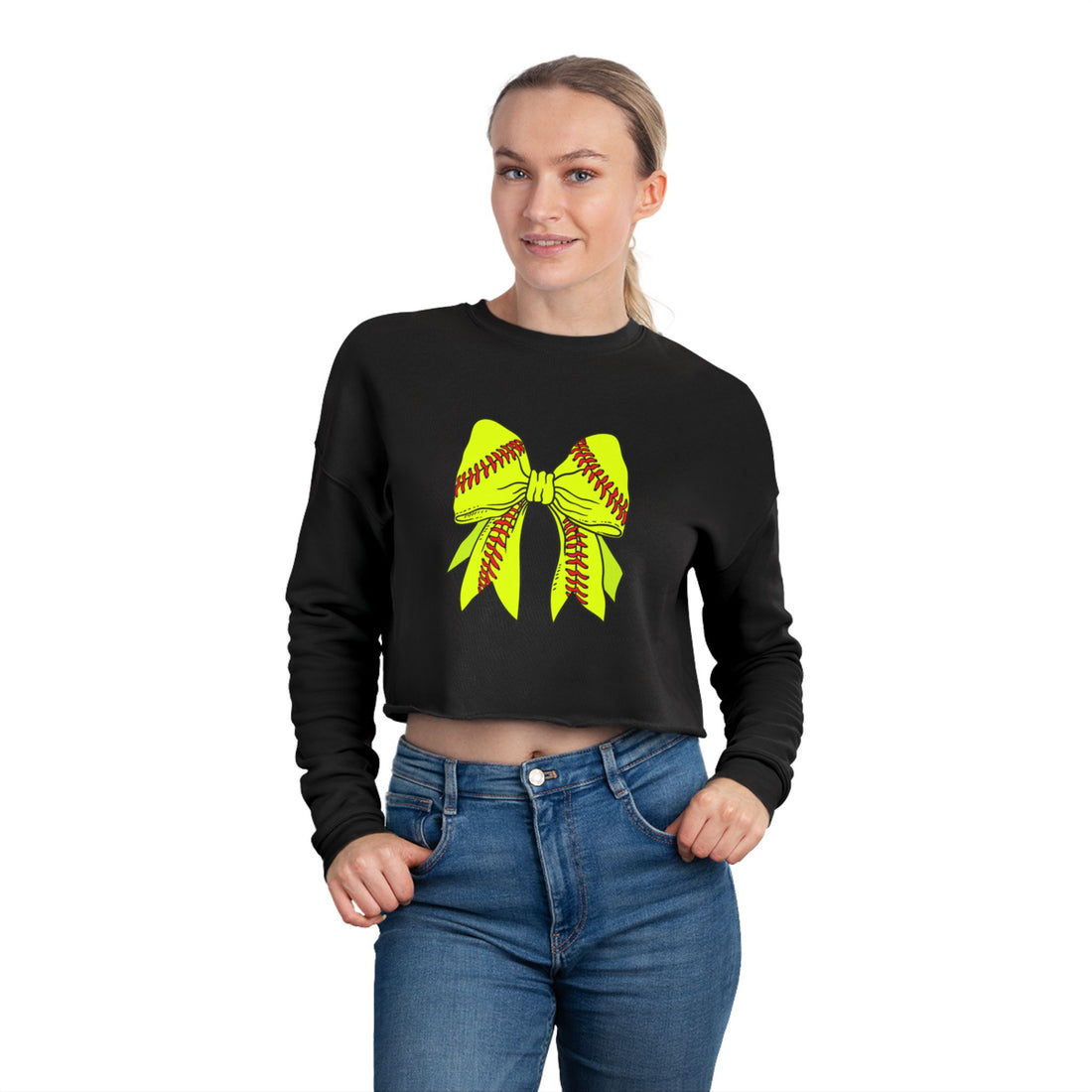 Softball Bow Cropped Sweatshirt