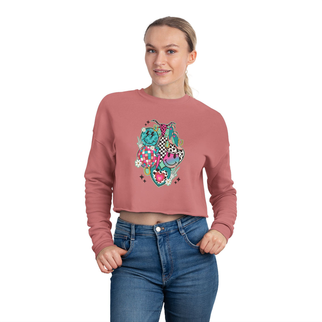 Retro Disco Cowgirls Cropped Sweatshirt